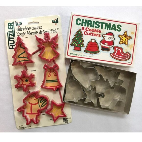 Christmas Cookie Cutters Fox Run Hutzler Yule Cheer 1987 1997 - Picture 1 of 4